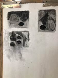 Thumbnail drawings from drawing workshop on (Charcoal & Space,2024)