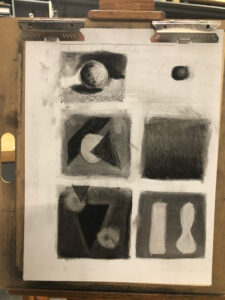 Thumbnail drawings from drawing workshop on (Charcoal & Space,2024)